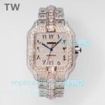 TW Factory Swiss Replica Iced-Out Cartier Santos 40mm Two-Tone Rose Gold & Diamond Watch 